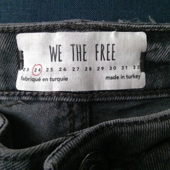 Free People Straight Leg Embroidered Black Jeans - Picture 2 of 4